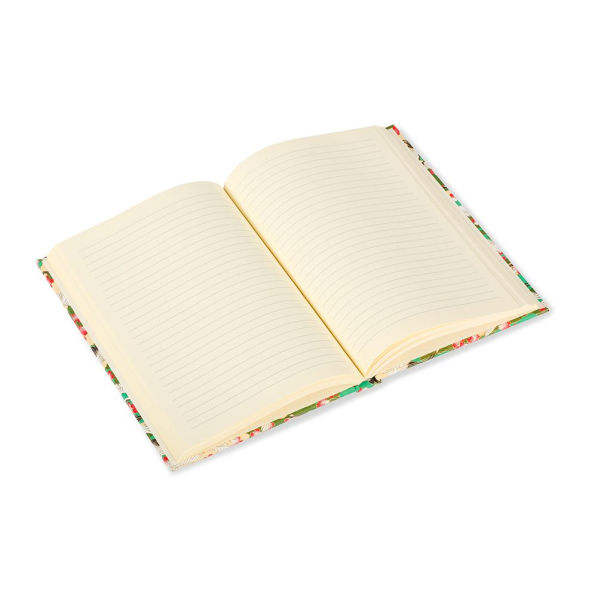 Essential Medium Lined Notebook Red Blossom / Cranes / Green
