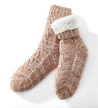 Title: Neutral/Brown Cable Knit Reading Sock