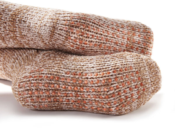 Neutral/Brown Cable Knit Reading Sock