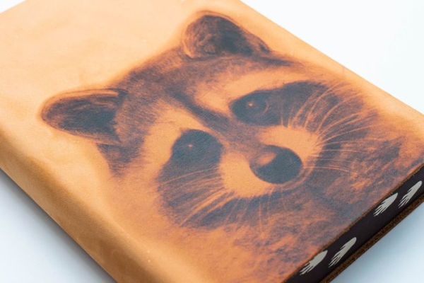 Nubuk Leather Journal With Digital Printed Racoon