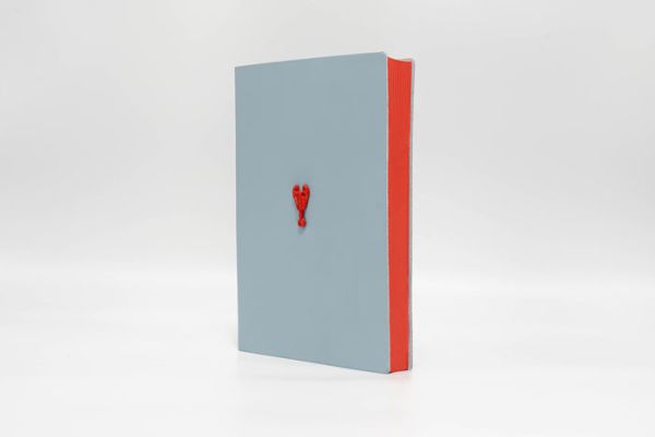 SMOOTH CALFSKIN LIGHT BLUE LEATHER WITH LOBSTER, 192 PAGES BLOCK STYLE LINED  IVORY INSERT RED EDGES RED HEADER AND BOOKMARK by DIARPELL SPA