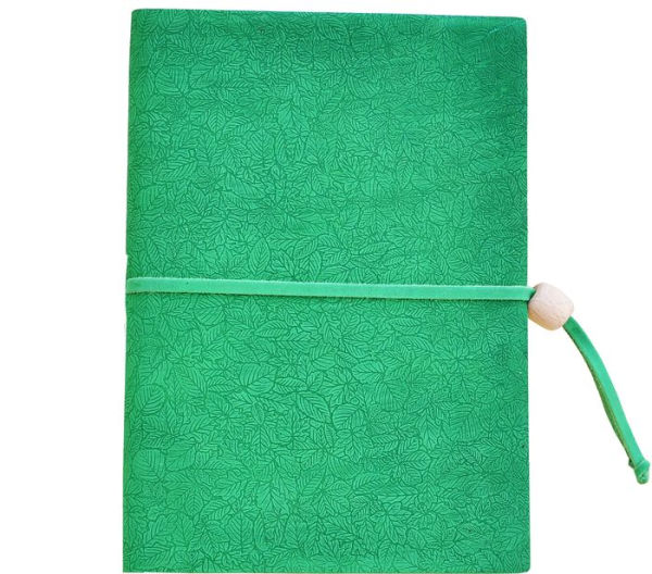 Mini Leaves Italian Leather Journal 6x8 Green Leather