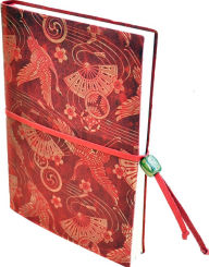 Storks and Fans Red Italian Leather Journal 6x8