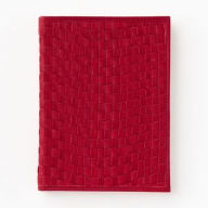 Title: Red Dahlia Woven Leather Journal