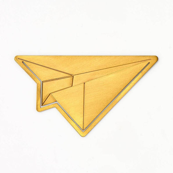 Paper Airplane Brass Bookmark