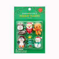 Title: 6 Piece Holiday Icons Eraser Set