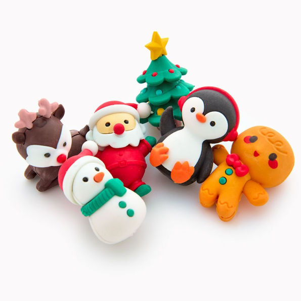6 Piece Holiday Icons Eraser Set
