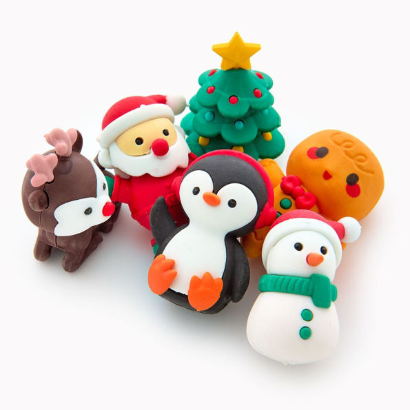 6 Piece Holiday Icons Eraser Set