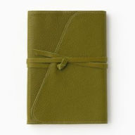 Title: Dark Green Genuine Leather 6x8 Journal with Matching Leather Wrapping Tie and Stitching