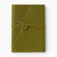 Dark Green Genuine Leather 6x8 Journal with Matching Leather Wrapping Tie and Stitching