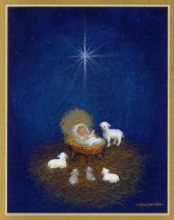 Baby In Manger Blue Sky Christmas Boxed Cards