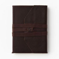 Wrap Soft Brown Italian Leather Journal with Lace Up Tie- Lined- 9''x7''