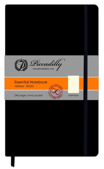 Essential Notebook Black Medium Ruled