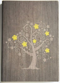 Title: Brown & Yellow Tree of Life Embossed Italian Bound Lined Journal (6''x8'')