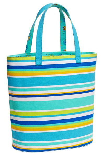 Turquoise Summer Stripe Canvas Tote ( 17.25