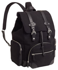 Title: Douglas Black Canvas Backpack with Faux Leather Trim(16