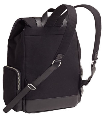 Douglas Black Canvas Backpack with Faux Leather Trim(16