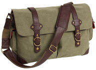 Title: Douglas Olive Canvas Messenger Bag with Faux Leather Trim (16