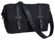 Title: Douglass Black Canvas Messenger Bag with Faux Leather Trim(16