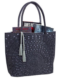 Title: Charcoal and Light Grey Laser -Cut Felt Tessa Tote Bag, Author: Barnes & Noble