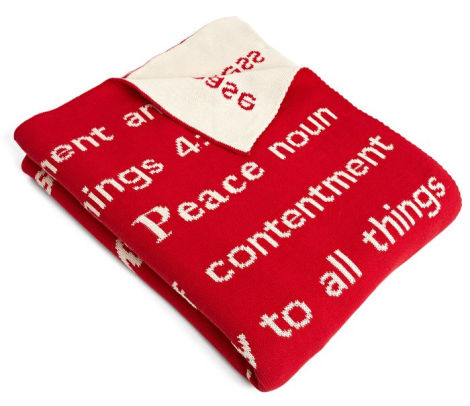 Peace Red Natural 100 Cotton Knit Throw 50 X 60