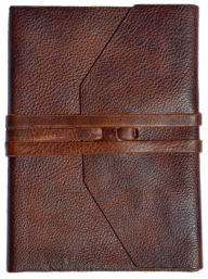 Title: Vintage Brown Wrap Tie with Gold Marble Edge Italian Leather Journal (6''x8'')