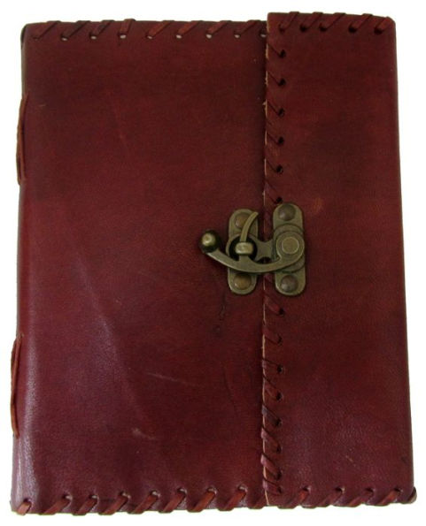 Brown Hand Made Leather Large Journal with Hook Closure (6