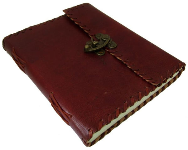 Brown Hand Made Leather Large Journal with Hook Closure (6
