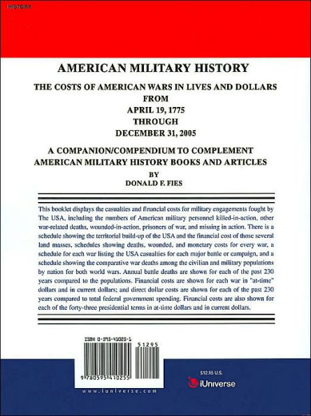 American Military History: The Costs of American Wars in Lives and Dollars From April 19, 1775 Through December 31, 2005