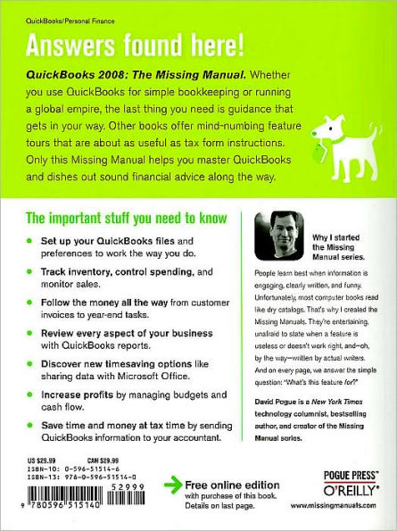 QuickBooks 2008: The Missing Manual: The Missing Manual