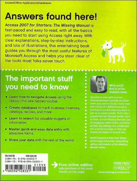 Access 2007 for Starters: The Missing Manual: The Missing Manual