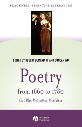 Poetry From 1660 To 1780 Civil War Restoration Revolution