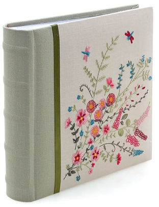 floral dragonfly embroidered photo album 9x9