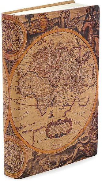 Antique Map Printed Italian Leather Journal 6'' x 8''