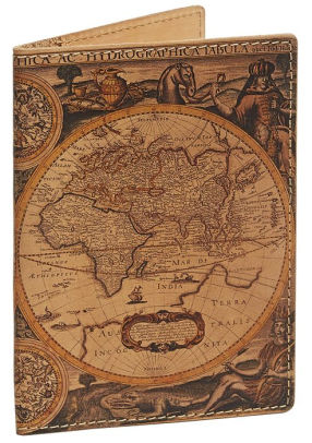 Antique Map Italian Leather Printed Passport Holder Case