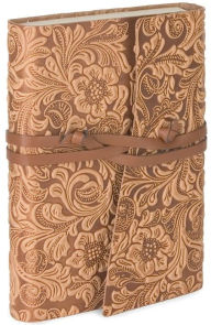 Title: Tivoli Embossed Floral Tan Wrap Italian Leather Journal (6