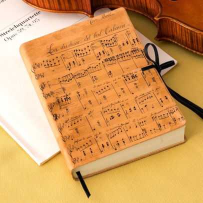 Duchessa Music Notes Italian Printed Leather Journal With Tie 6