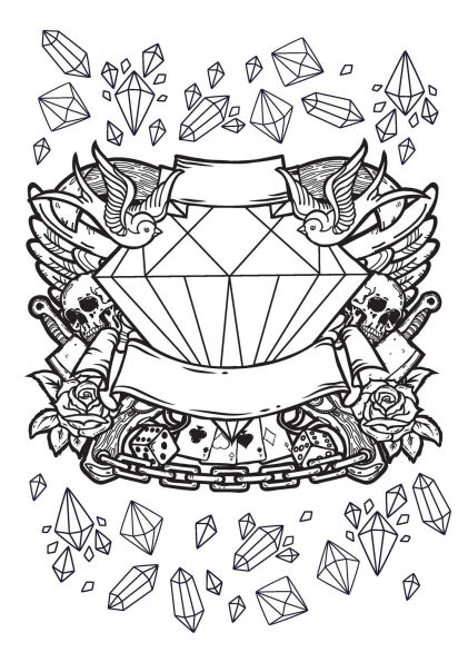 Tattoo Design: Coloring Book: Color-Your-Own Gallery Wall Art