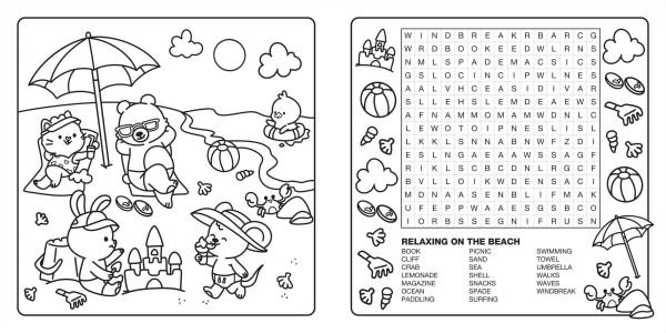 Clever Cuties: Cozy Coloring & Word Search Book: Sweet and Simple Coloring & Word Search for Adults and Kids