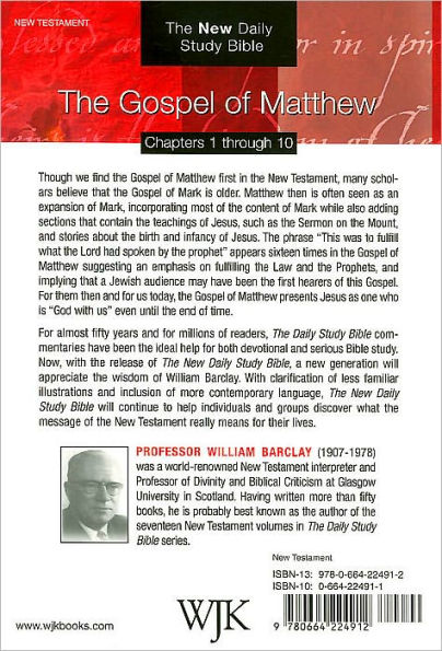 The Gospel of Matthew, 1-10: The New Daily Study Bible