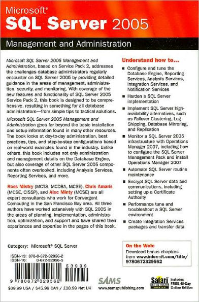 Microsoft SQL Server 2005 Management and Administration