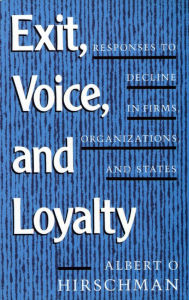Title: Exit, Voice, and Loyalty: Responses to Decline in Firms, Organizations, and States, Author: Albert O. Hirschman