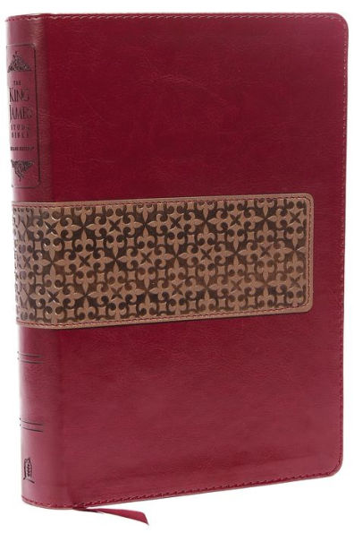 KJV Study Bible, Large Print, Leathersoft, Maroon/Brown, Thumb Indexed, Red Letter: Second Edition