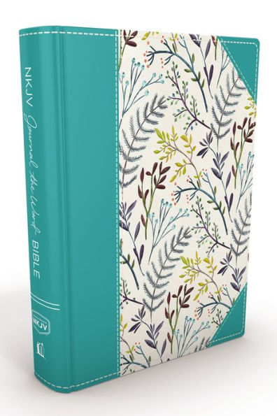 NKJV, Journal the Word Bible, Large Print, Cloth over Board, Blue Floral, Red Letter: Reflect, Journal, or Create Art Next to Your Favorite Verses