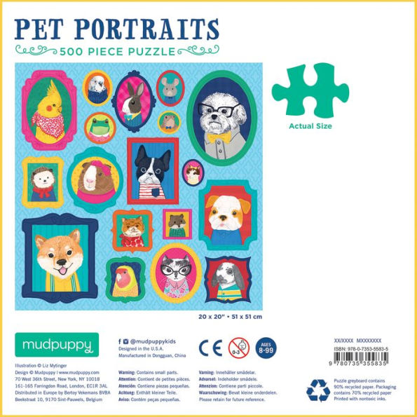 Pet Portraits 500 Piece Jigsaw Puzzle