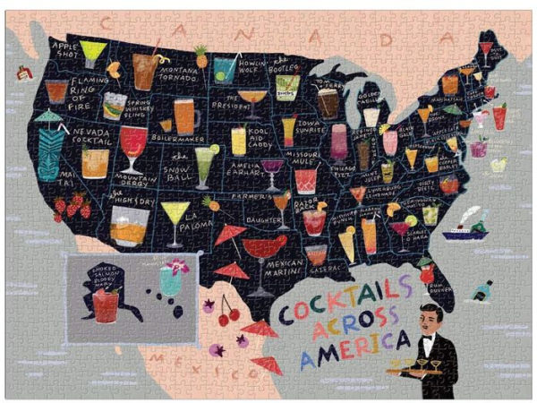 Cocktail Map of the USA 1000 Piece Puzzle