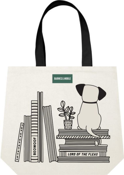 Dog on a Book Stack Tote Bag