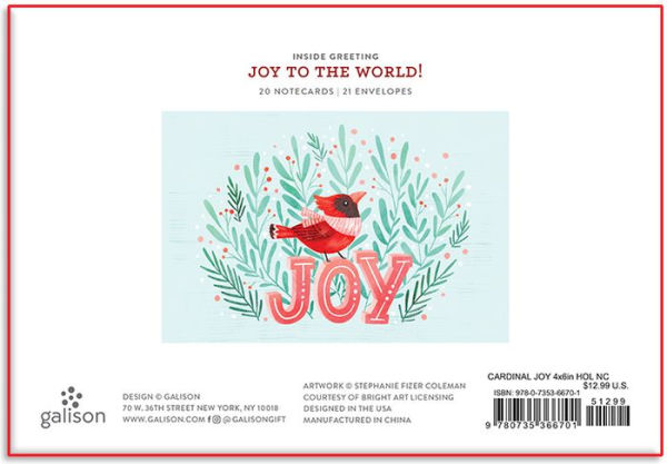 Cardinal Joy 4x6 Holiday Notecards