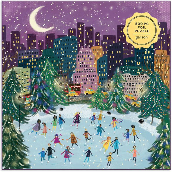 Merry Moonlight Skaters 500 Piece Foil Puzzle