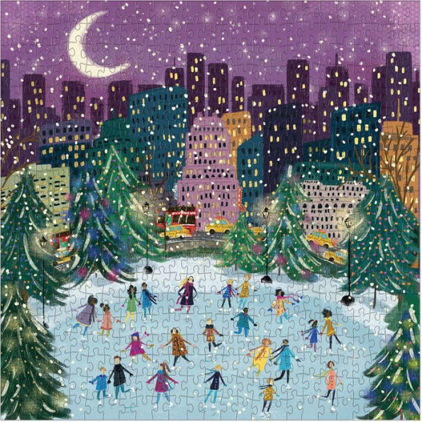 Merry Moonlight Skaters 500 Piece Foil Puzzle